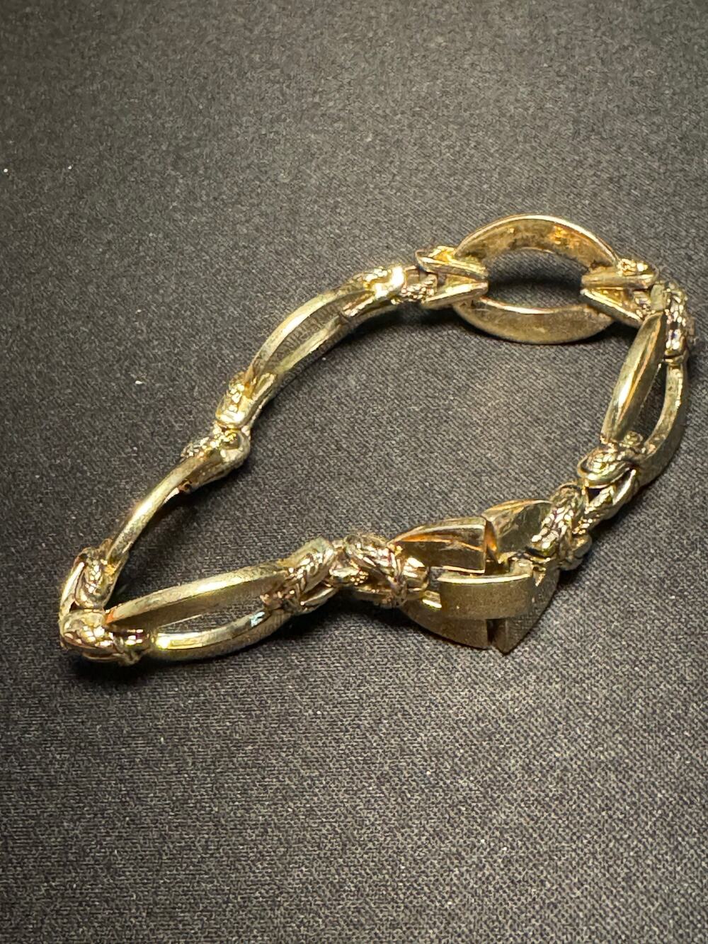 Vintage Monet Gold Tone Fold Over Clasp Bracelet